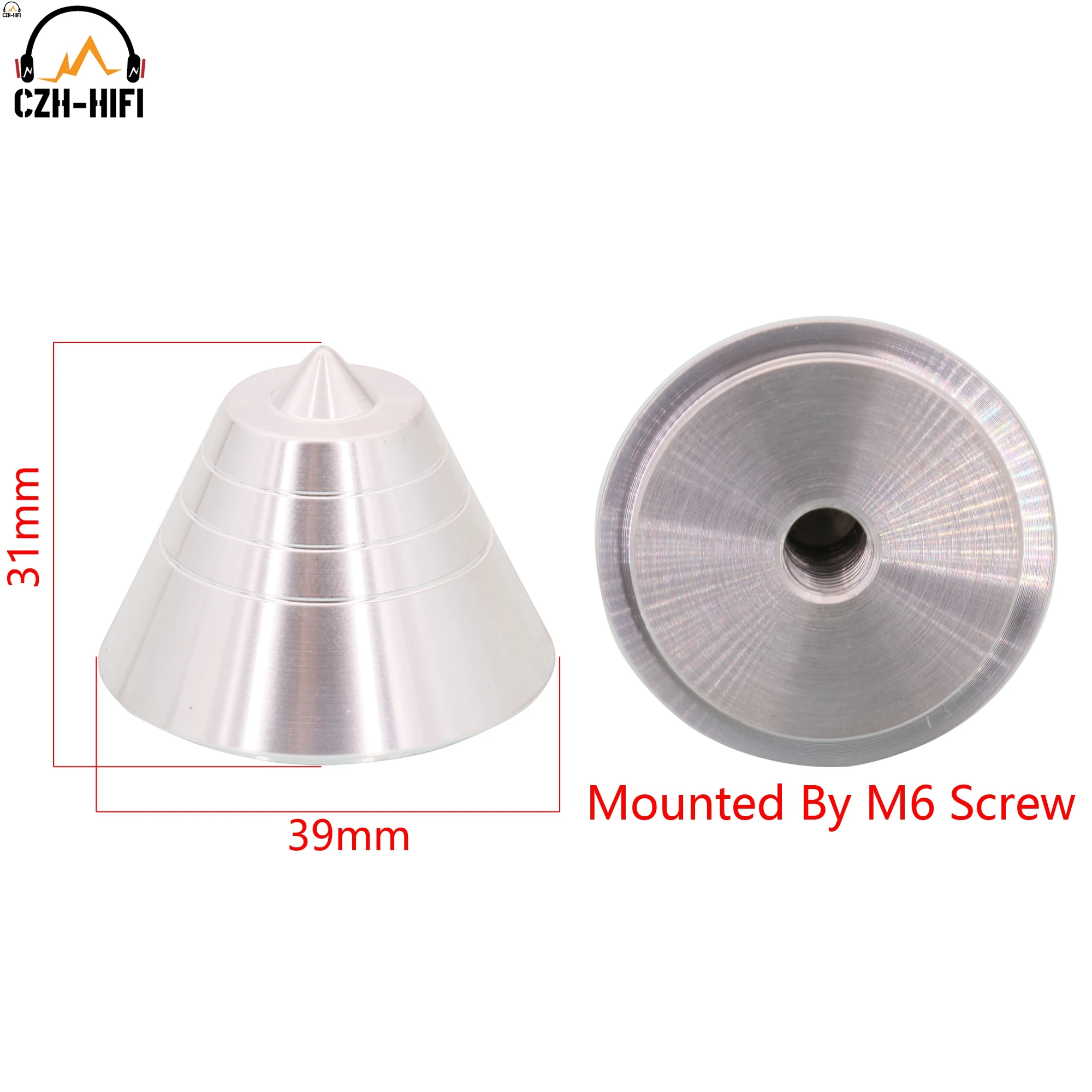 1pc Machined Solid Aluminum Isolation Stand Base Spike Cone Feet Floor for Speaker Amplifier DAC Radio Subwoofer Guitar Cabinet