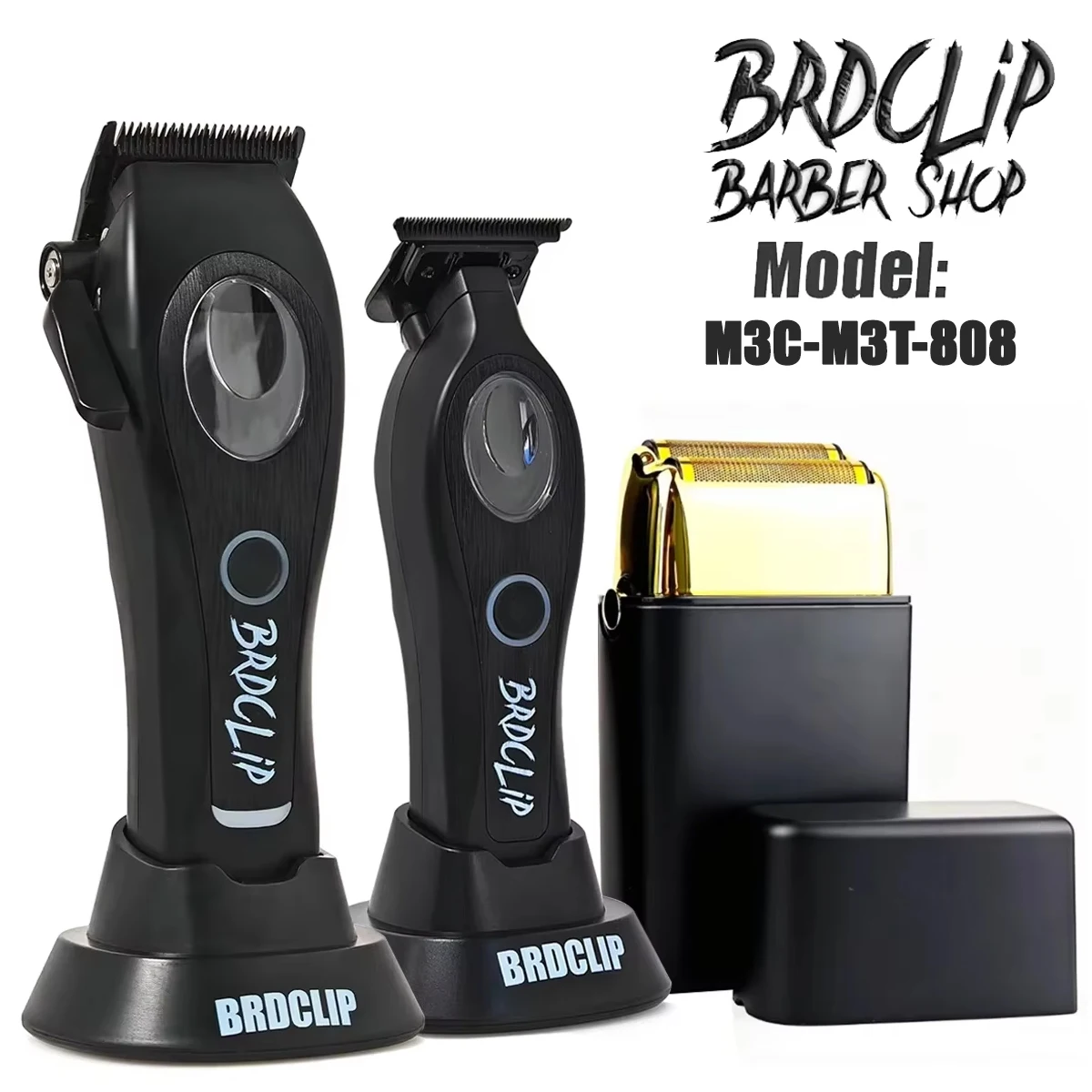 

Professional BRDCLIP M3C M3T 808 High Motor Hair Clipper Carving Gradient Hair Trimmer DLC Coating Blade with Base Shaver Men