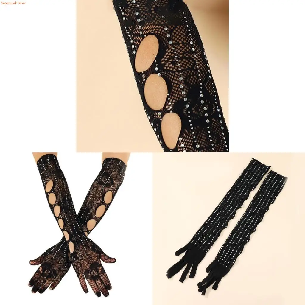Q5WE Goth Long Gloves Womens Long Gloves Gloves Dance Gloves