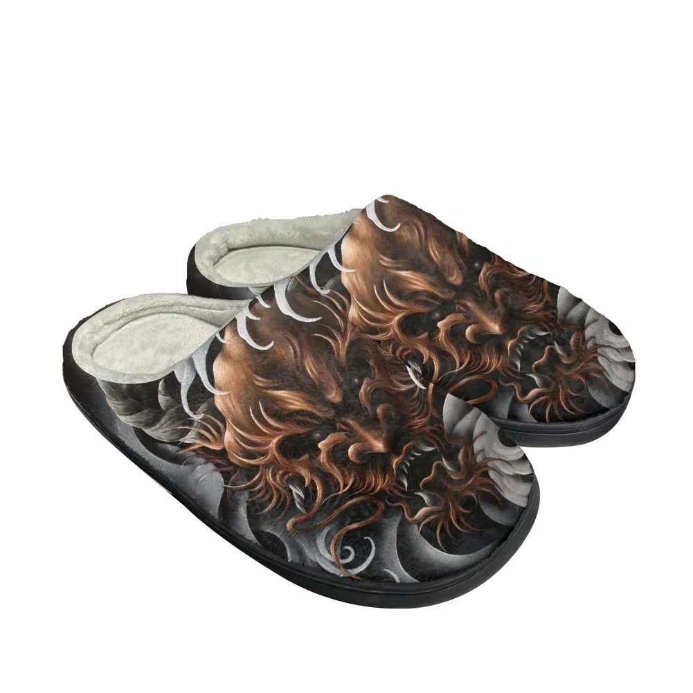 Hot Japanese Tattoo Dragon Slippers Mens Womens Latest Sandals Bedroom Plush Indoor Keep Warm Shoes Thermal Indoor Flat Slipper