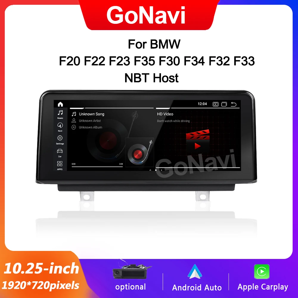 

GoNavi CarPlay экран и Android Авто 1920*720 10,25 дюймов IPS экран для BMW F20 F22 F23 F35 F30 F34 F32 F33 автомобильное радио NBT хост GPS