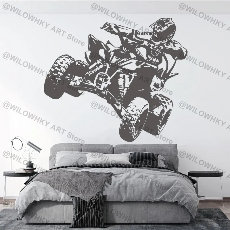 Four Wheel Mountain Bike Vinyl Wall Sticker ATV Motorcycle Fans Teen Room Bedroom Garage Decoration Decal Wallpaper Mural Gift 6