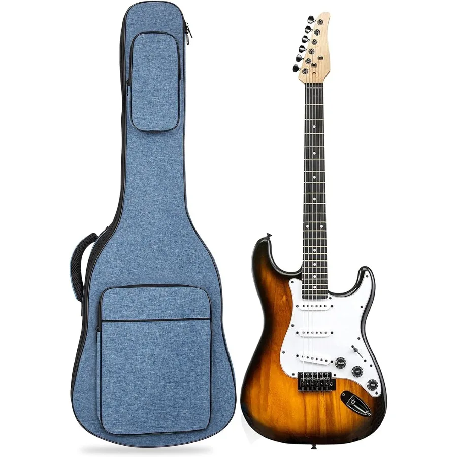 Bolsa para guitarra eléctrica de 39 pulgadas, funda suave para guitarra, bolsa para guitarra eléctrica acolchada de 11 MM de espesor, mochila impermeable para guitarra con bolsillos