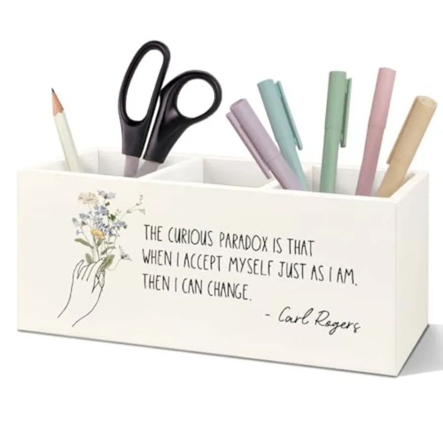 

Psychology Gifts for Women Pen Holder for Desk, Therapist Psychotherapist Social Worker Gifts Wooden Pen Pencil Holder Organize