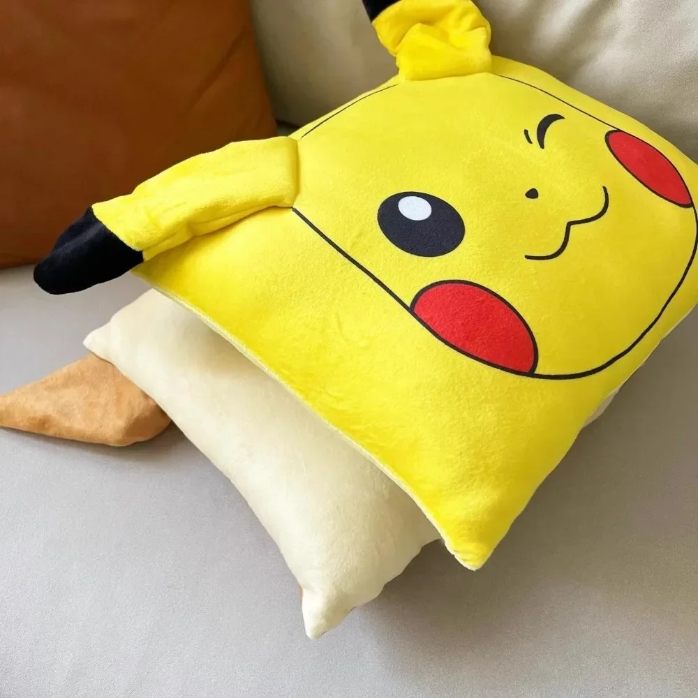 28X39CM Pokémon Pikachu Eevee Anime Short Plush Cute Cartoon Pillowcase Home Sofa Office Cushion Pillow Cushion Cover Wholesale