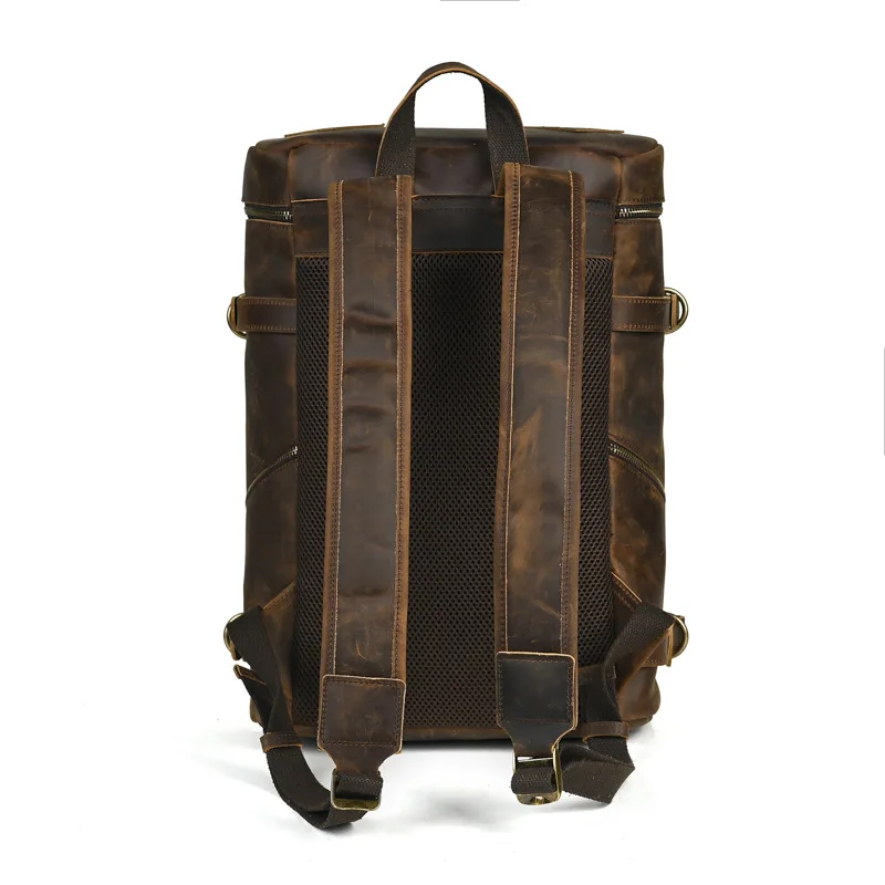 LD-SJ041 Leather Backpack Men's 15.6-inch Retro Computer Bag Crazy Horse Leather Large Capacity Backpack Commuting Bag