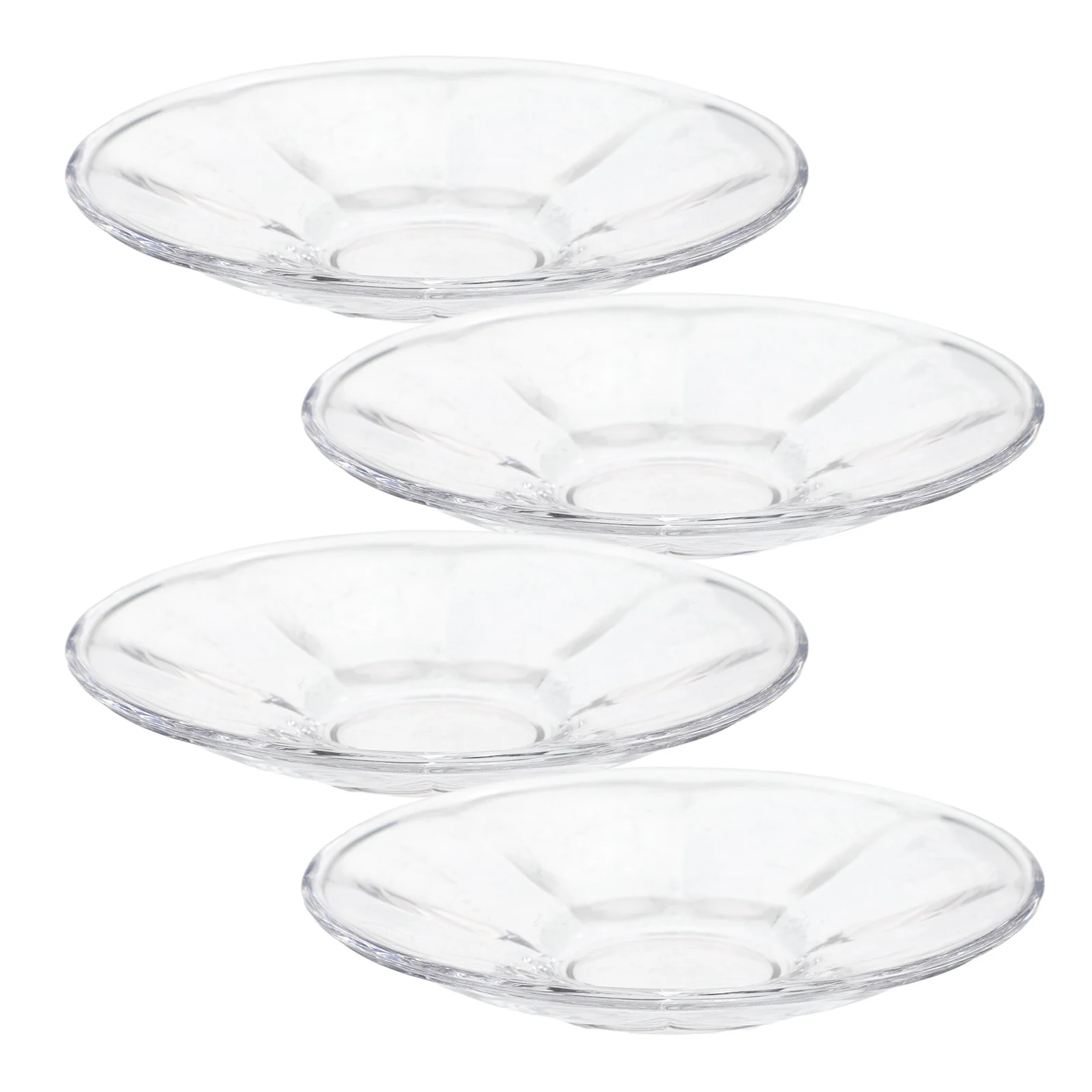 

4Pcs Round Transparent Glass Plate for Serving Tea Coffee Snacks Desserts Fruits Home Kitchen Glass Plate Kitchen Supply