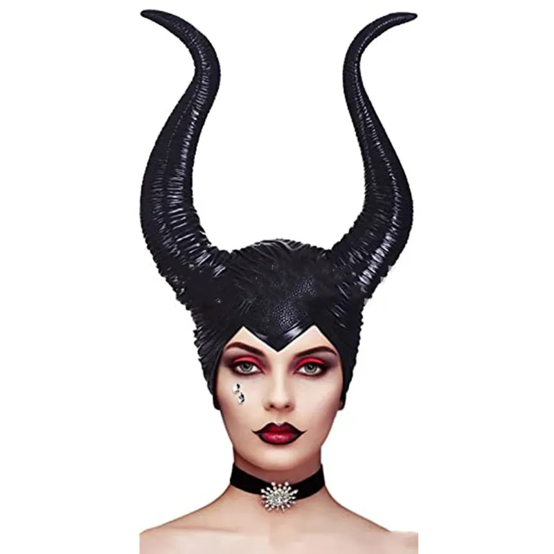 Adult Black Horned Costume Accessory Frozen Sleeping Beauty Headband Dance Party Performance Halloween Witch Roleplay Prop