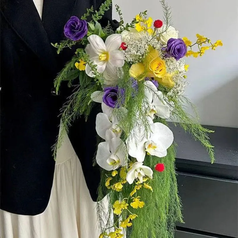 

Natural wind forest waterfall holding simulated flower bride wedding photography props home countertop flower art
