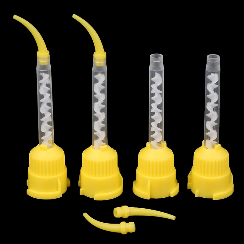 50/100Pcs punte di miscelazione per impronte dentali monouso giallo 1:1 punta intraorale per tubo di miscelazione per ugelli per materiale da impronta