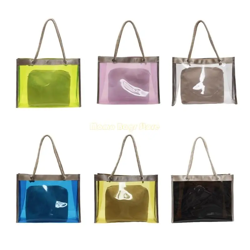 

X90D Large Transparent Shoulder Bag Practical Water Resistant Handbag Casual Cosmetic Bags For Daily Use And Travel Vacation