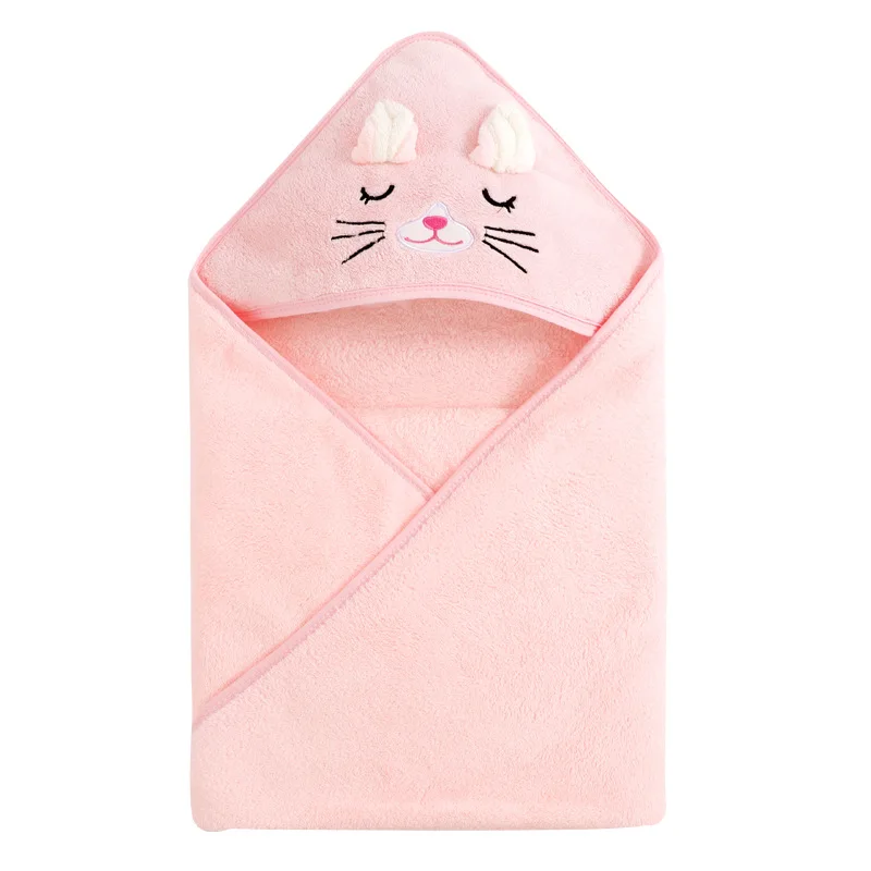 80*80cm Toddler Hooded Towels Newborn Kids Bathrobe Super Soft Bath Towel Blanket Warm Sleeping Swaddle Wrap for Infant Boy Girl