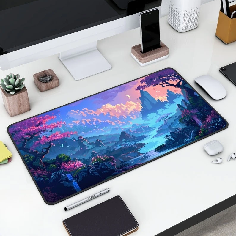 Natural Scenery Mouse Pad, Large Stitched-edge Mouse Pad, XXL Keyboard Pad, Desktop Accessories, Perfect for Home Office