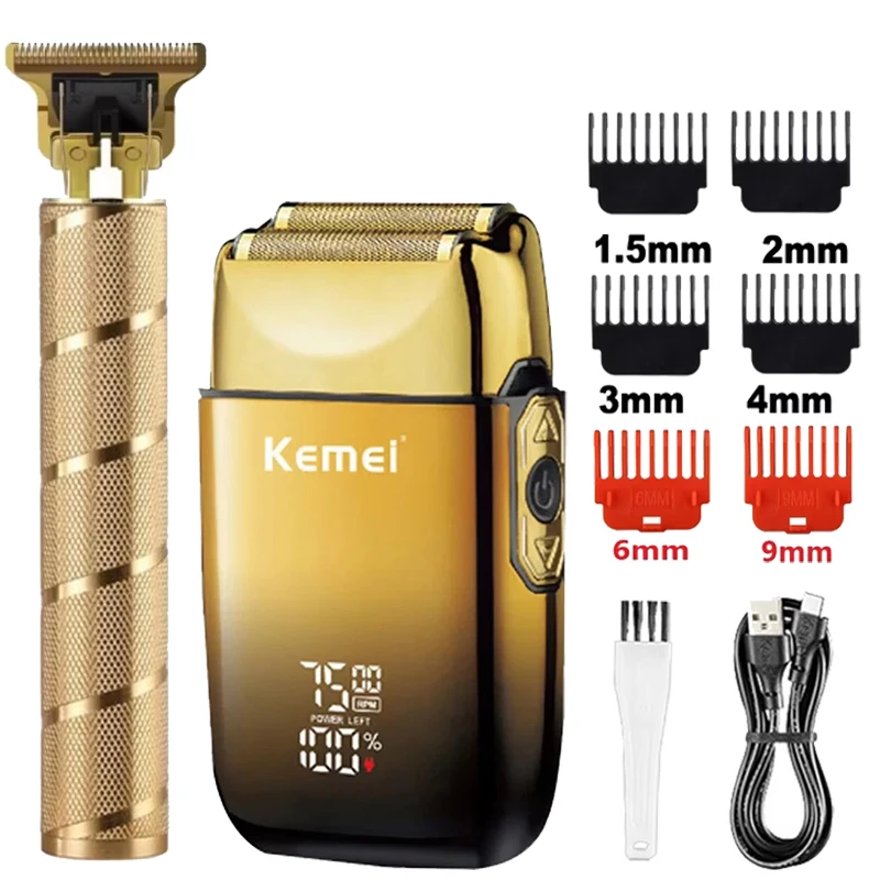 Kemei KM-TX10 T9 Hair Trimmer Electric Razor Foil Shavers Professional Beard Trimmer for Men Grooming Kit Barber Clippers