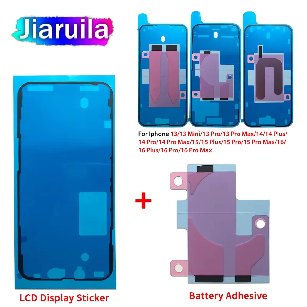 شاشة لاصقة مقاومة للماء للبطارية لهاتف آيفون 13 14 15 برو ماكس 16 بلس ملصق عرض لاصق LCD شريط إطار الختم