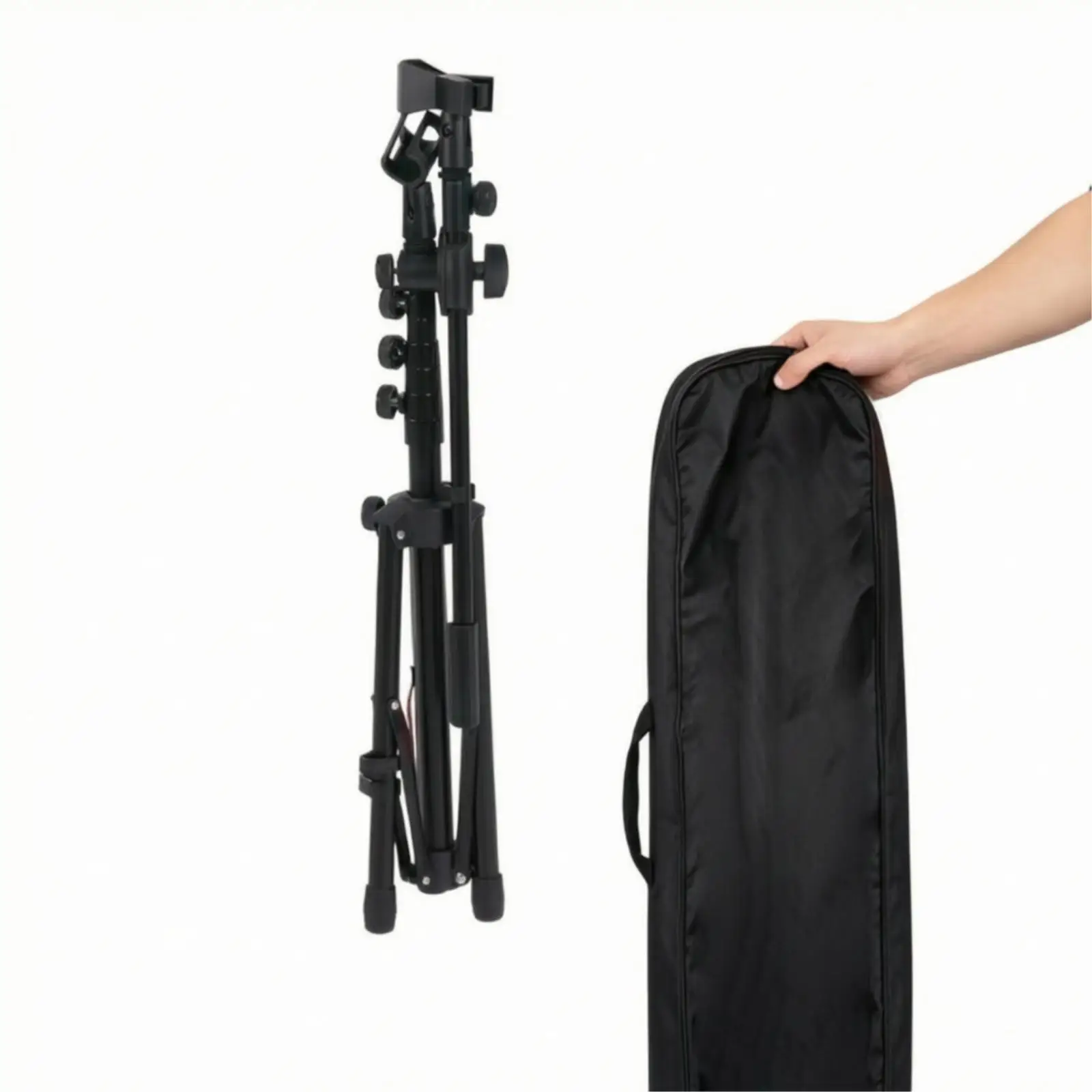 Tripod Microphone Stand with Two Holder Positions and Foldable Design for Easy Transport Between Studios and Stages