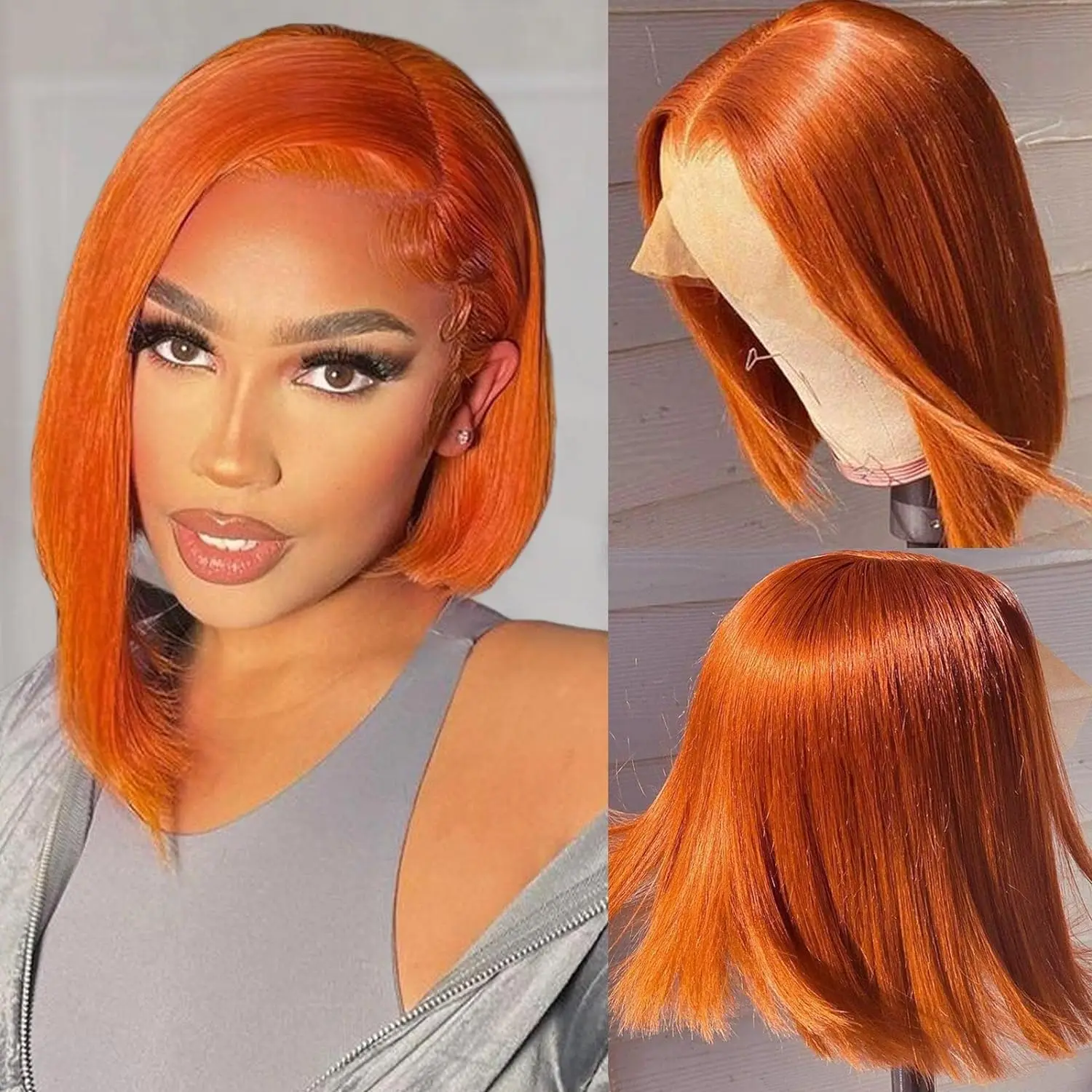 

10--14inch Ginger 13x4 Lace Front Wigs Human Hair Bob Wig Glueless Wigs Human Hair Pre Plucked for Women Ginger Short Wigs Wigs