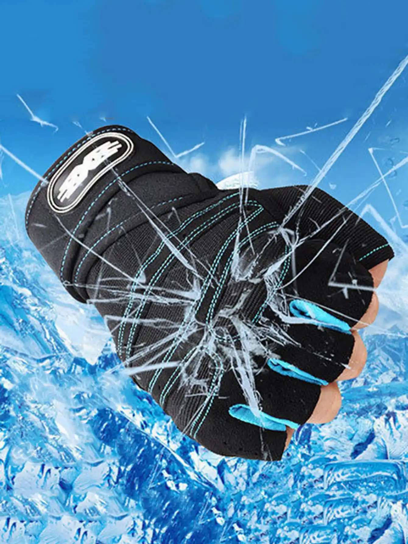 اللياقة البدنية، مضاد للانزلاق، مقاوم للاهتراء، ركوب الدراجات في الهواء الطلق، تسلق الجبال، تسلق الصخور، قفازات نصف إصبع قابلة للتنفس، قطعة واحدة #2