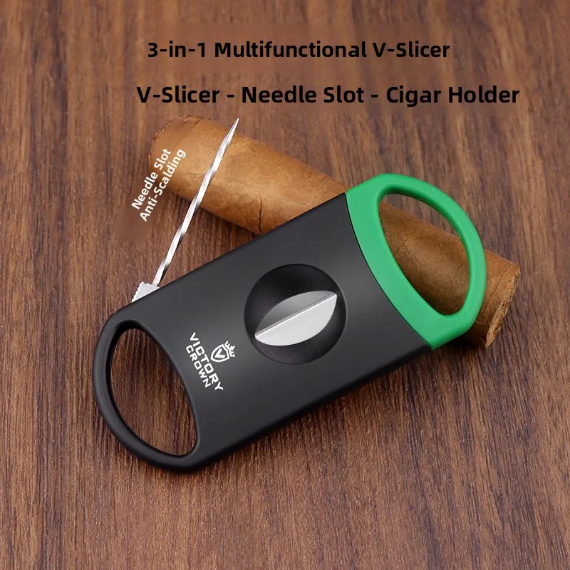 Portable Multi-Functional Cigar Scissors Three-In-One Sharp V-Type Cutting Tool Cigar Needle Holder Versatile Knife Cutter