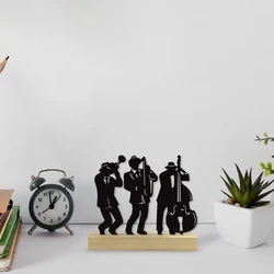 Diy Music Band Iron Ornament With Wood Base Symphony orchestra Metal Sculpture Art Figurine