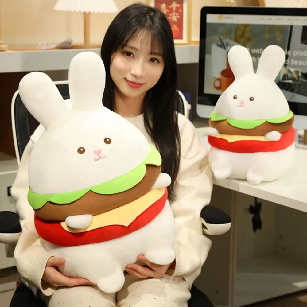 

PP Cotton Hamburger Bunny Plush Doll Fluffy 25/35cm Hamburger Rabbit Plush Toys Stuffed Cute Baby Rabbit Sleeping Pillow