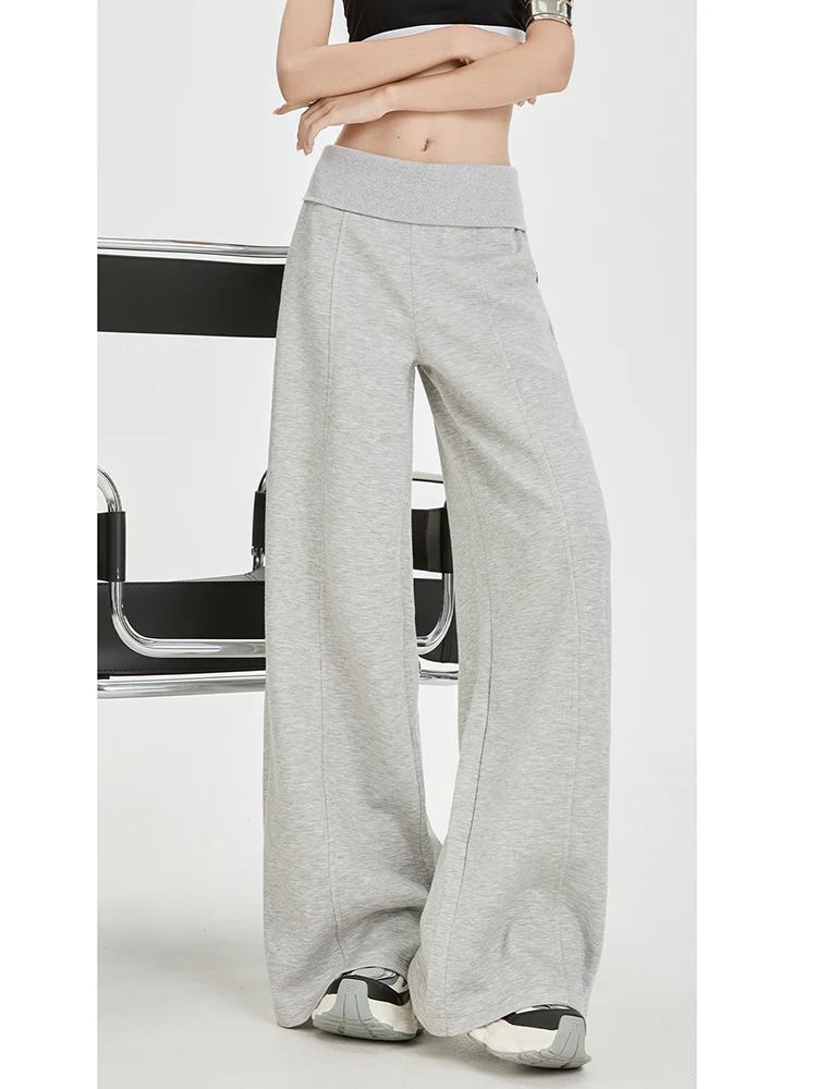 Wijde pijpen broek dames twee in één uitlopende taille ontwerp veelzijdige hot girl mode broek slim fit losse casual broek herfst