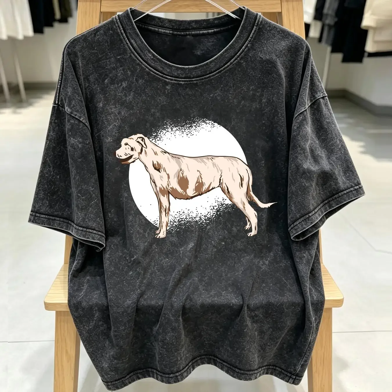 washed T Shirt Irish Wolfhound vintage Washed Slightly designer clothes streetwear Stretched homme Breathable Unisex