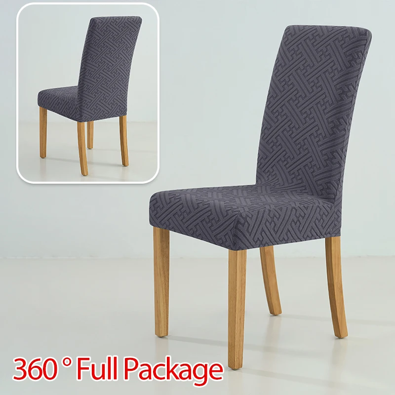 Elastic Jacquard Chair Cover For Dining Room Thick Dustproof Chair Cover Slipcover For Dining Kitchen Hotel Wedding Banquet