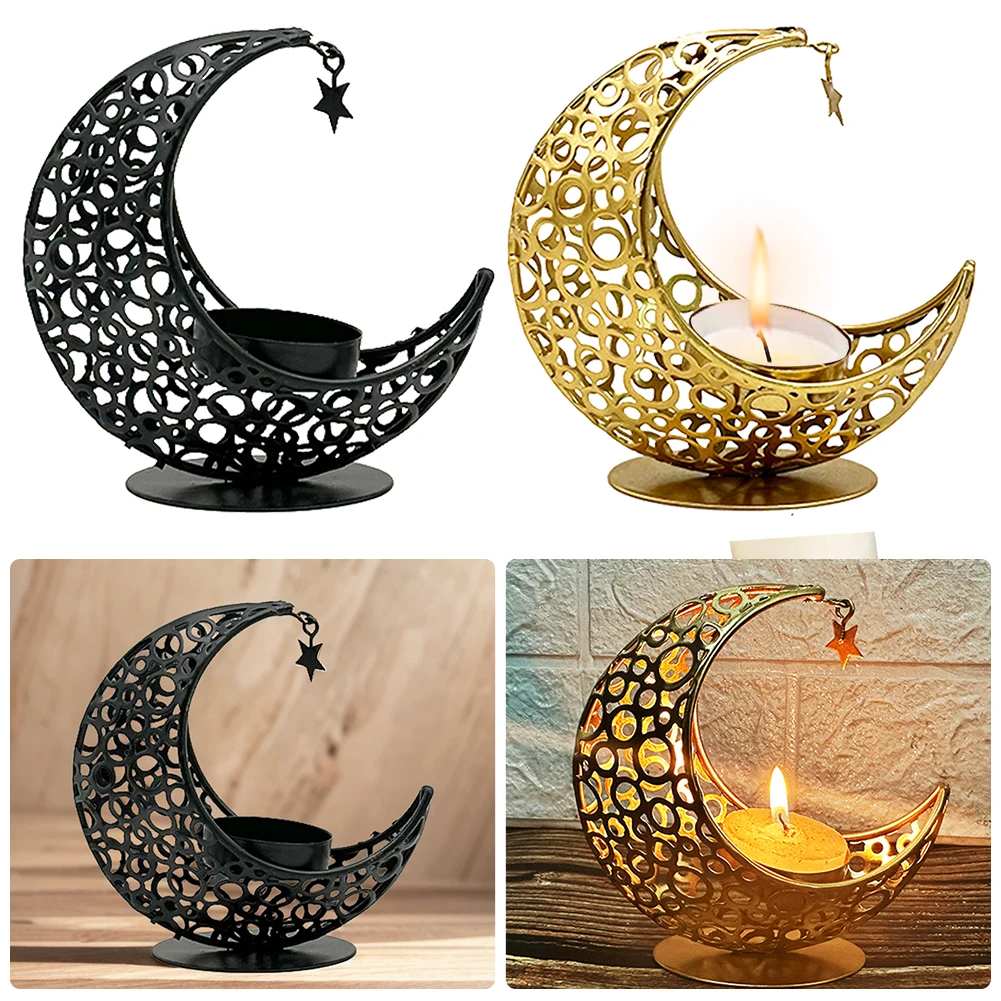 Eid Mubarak Kerzenhalter Metall-Mond-Kerzenhalter Islamische Muslimische Party-Deko Eid Mubarak Tischdekoration für Eid Al Adha Geschenke