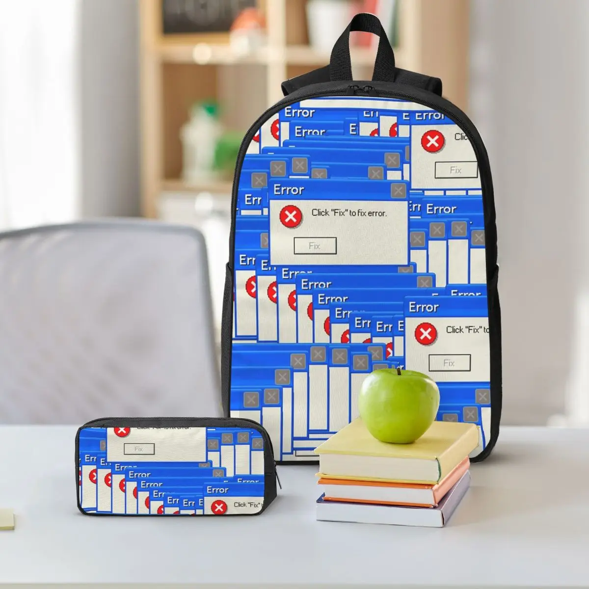 Windows Xp Error Tiled Backpack Student Boys Girls BookBag School Bag Laptop Shoulder Bags 3ps Insulated Lunch Bag Pencil Case