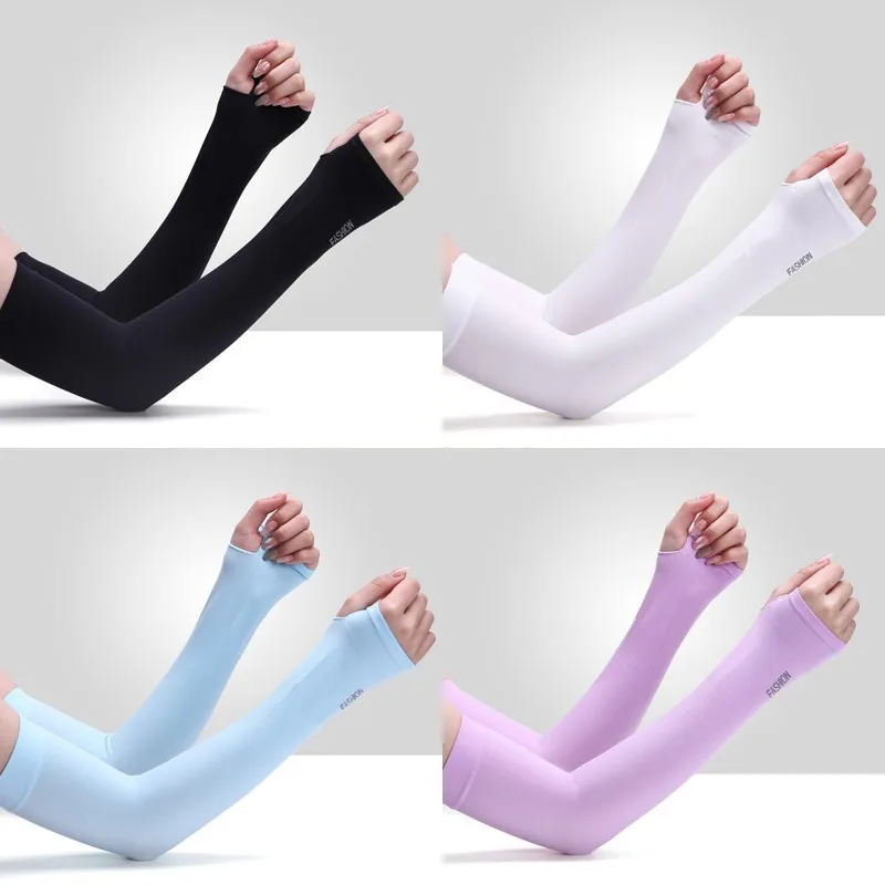 Unisex Outdoor Cycling Thin Sunscreen Ice Sleeves Women's Arm Guards Anti-UV Ice Silk Sleeves Simple Finger Fingerless Opp Dress