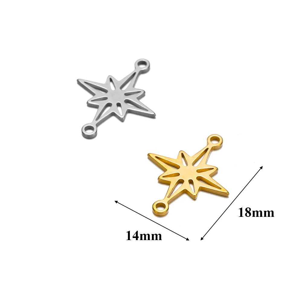 20pcs Stainless Steel Star Connector Charms for DIY Earrings Making Accessories Jewelry Making Bracelets Necklace Findings