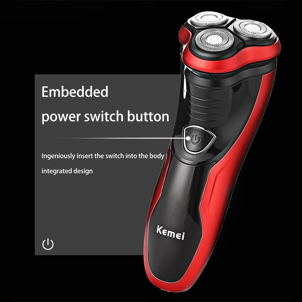 Kemei KM-9013 3D Electric Shaver For Men Wet Dry Beard Bald Head Electric Razor Rechargeable Facial Shaving Machine