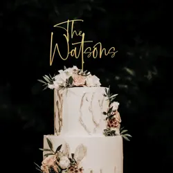 Adorno para tarta personalizado con el último nombre, adornos para tarta personalizados de Mr y Mrs para boda, adorno para tarta de madera acrílica, aniversario rústico