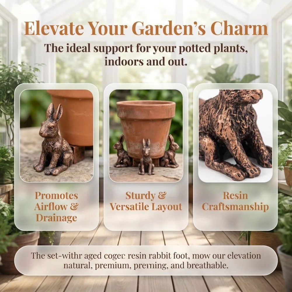 3PCS Weatherproof Resin Pot Feet Animal Shaped Raised Design Planter Feet Risers Non-Slip Base Plant Stand Supports