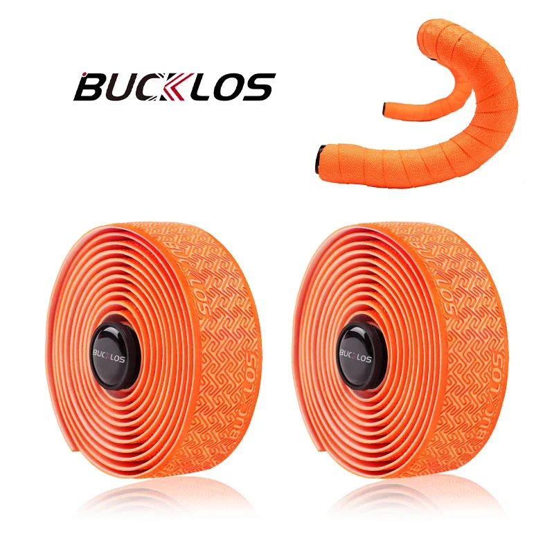 BUCKLOS Racefiets Stuurlinten PU Shock Fietsstuurlint W/Bar End Pluggen Antislip Anti-vibratie Wrap Riemen Bartape
