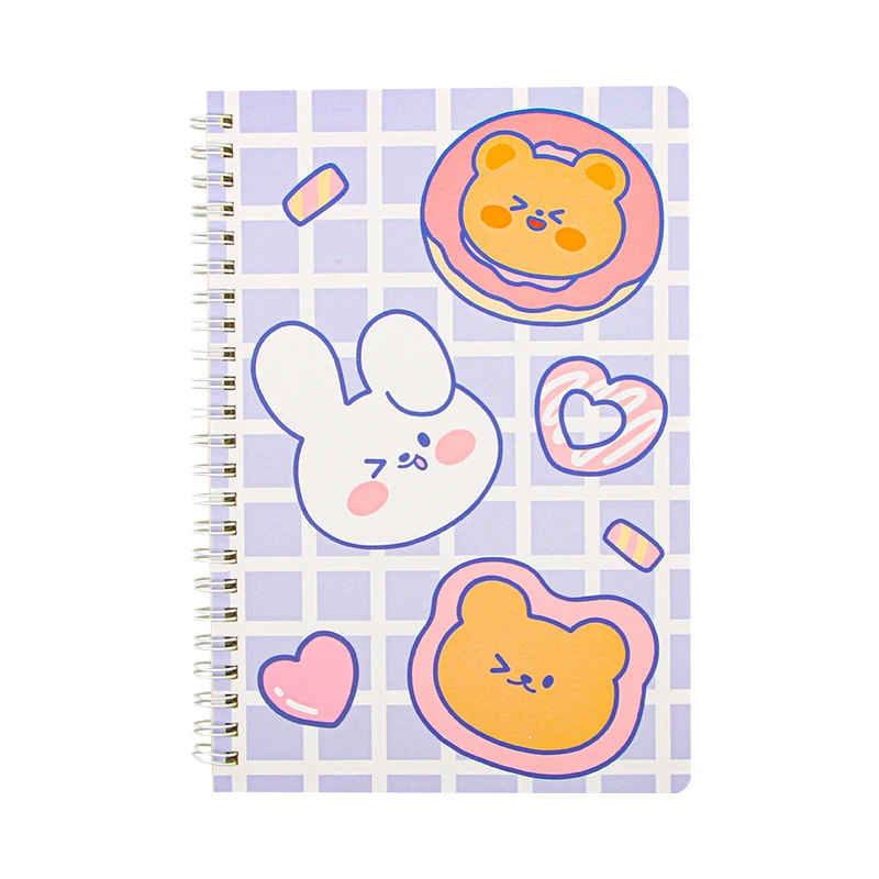 Carnet de papier à bobine de dessin animé mignon, carnet de cuir chevelu créatif A5, journal intime en ligne pour étudiants, haute apparence, vente en gros