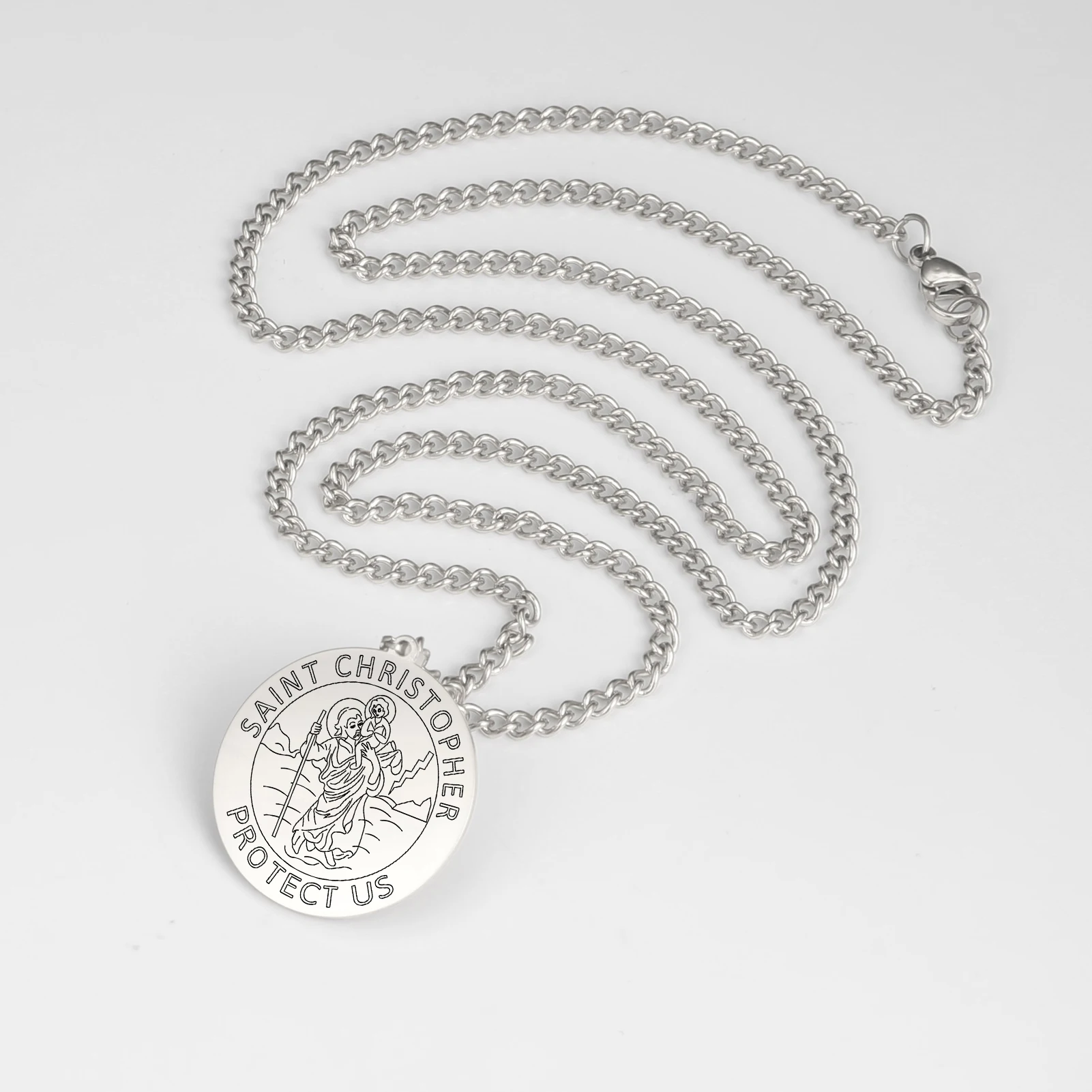 Dawapara Saint Christopher Medaille Halskette Jesus Truet In Sie Amulett Katholischen Schmuck Reisende Fahrer Geschenke Edelstahl – Detail 12