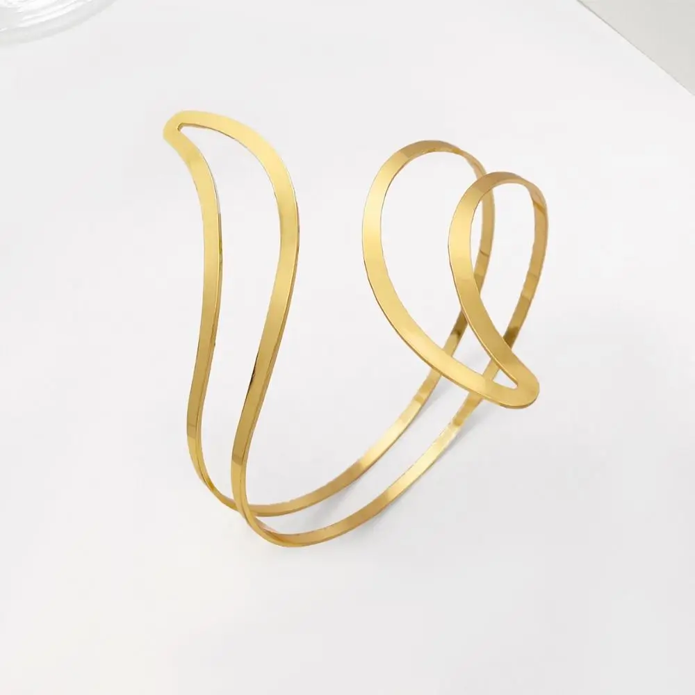 Elegante pulsera de brazo con apertura de Metal, brazalete abierto ancho ajustable de varios estilos, pulsera de brazo Retro de Color dorado, joyería de mano