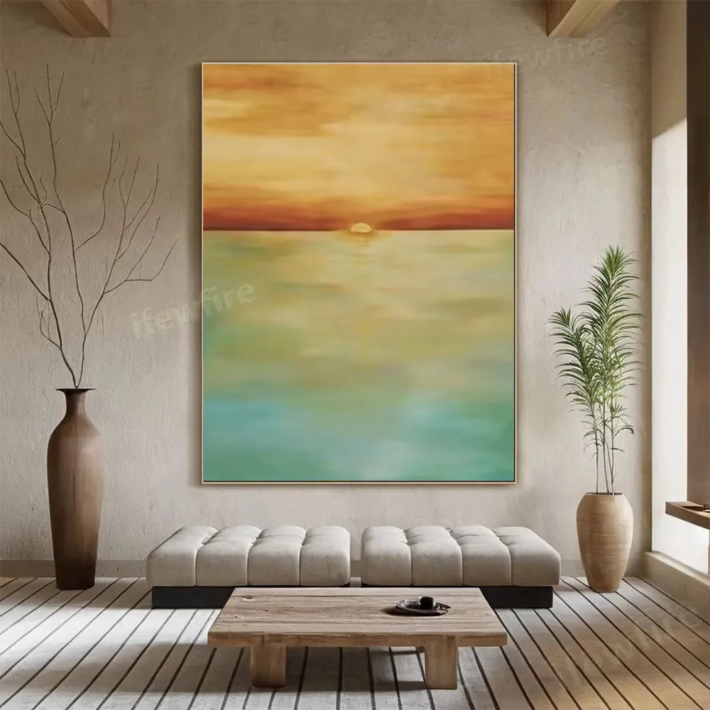 

100% hand drawn sea sunset abstract oil painting original wall painting home living room decoration paint interior aesthetics