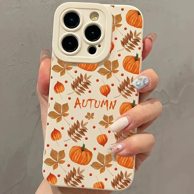 Autumn Maple Leaves Pumpkin Pattern Design Phone Case For Xiaomi 14T Pro 13 12 11 Lite 5G 15 14 13 13T 12T Soft Silicone Cover - view 3