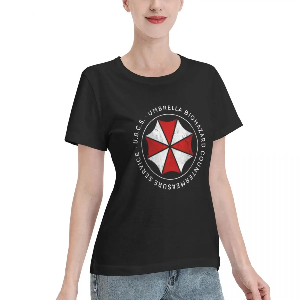 Durable Wear Umbrella Biohazard Countermeasure Service Resident Women's T-shirt Lightweight Outfit Oversized Top