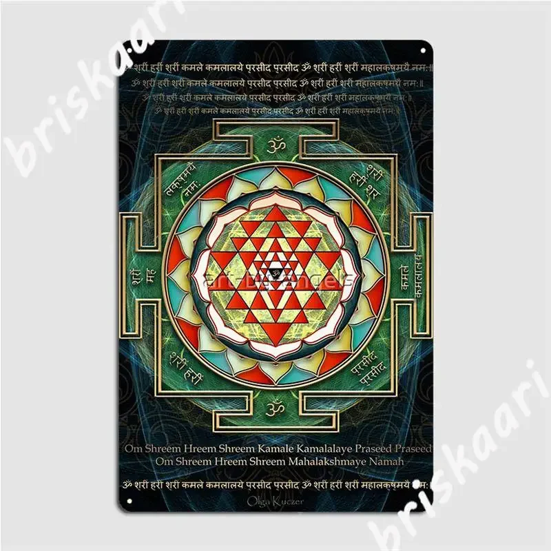 Maha Lakshmi Mantra Shri Yantra Wealth Giving Metal Signs Wall Cave Bar Cave Classic Tin sign Posters