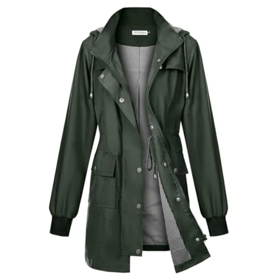 PITINAN Rain Jackets For Women Waterproof Rain Coats with Hood Lightweight Windbreaker Outdoor Womens Raincoats