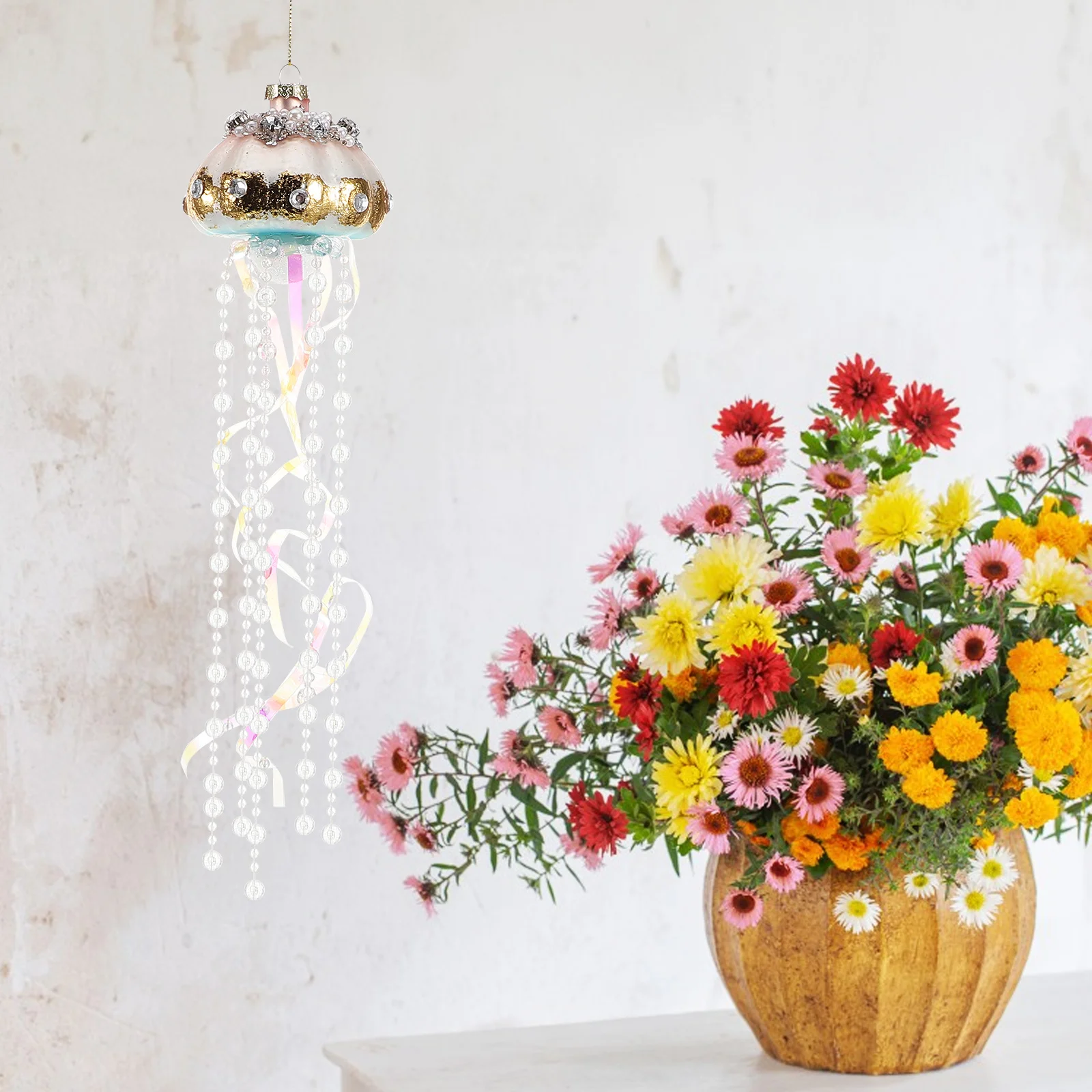 

Glass Jellyfish Ornament Birthday Pendant Decorations Aquarium Ornaments Hanging Holiday Party Decorative