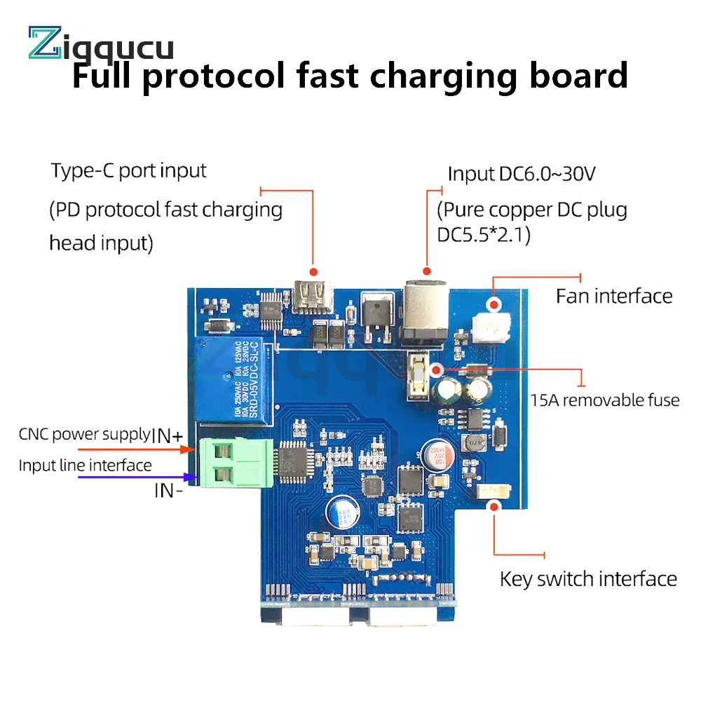 Imagem -02 - Cnc dc Estabilizador de Alimentação Alumínio Habitação Liga Kit Faça Você Mesmo com Protocolo Completo pd Carregamento Rápido Tipo-c Porta Xy3606