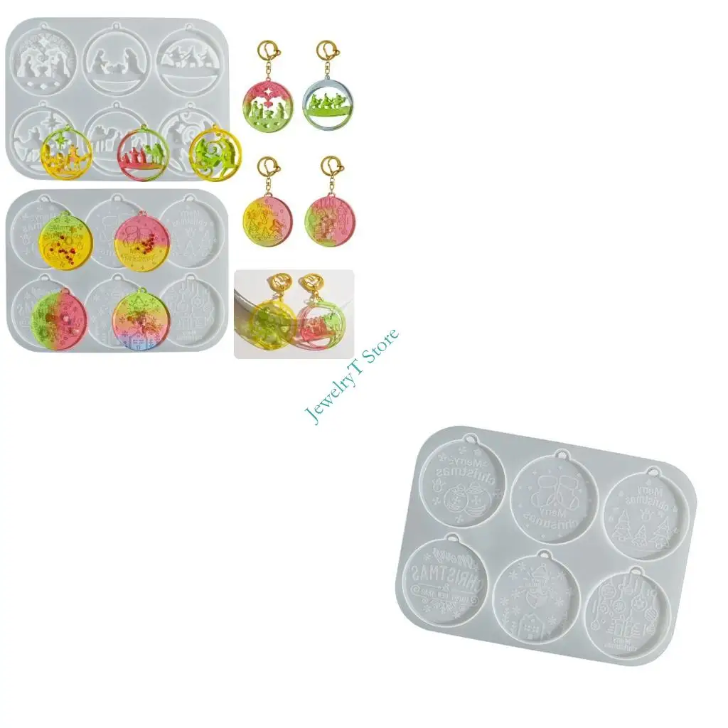 LX9D 6 خلية عطلة سيليكون صياغة قالب مهرجان قلادة قوالب قلادة قوالب لأقراط سلاسل المفاتيح صنع المجوهرات #1