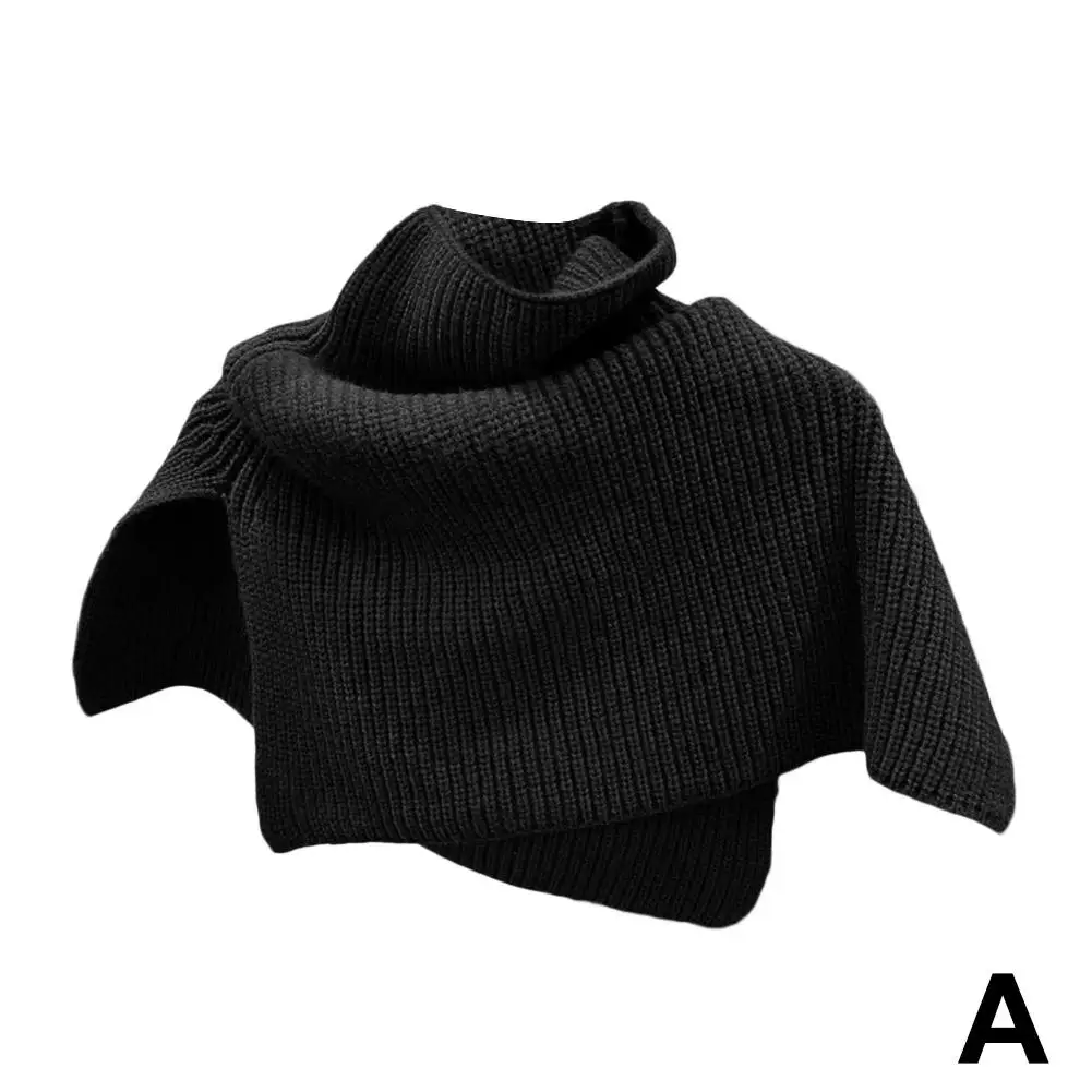 Chal de cuello alto de punto para mujer, bufanda suave y cálida, capa de invierno sólida, jersey para protección de hombros y cobertura del cuello, 1 Uds. E7I4