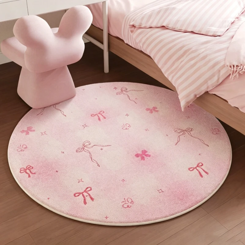 Pink Round Rug Bedroom Carpet Soft Fluffy Floor Mat Dopamine Rugs Large Size Bedside Carpets Sweet Girl Home Decoration Alfombra