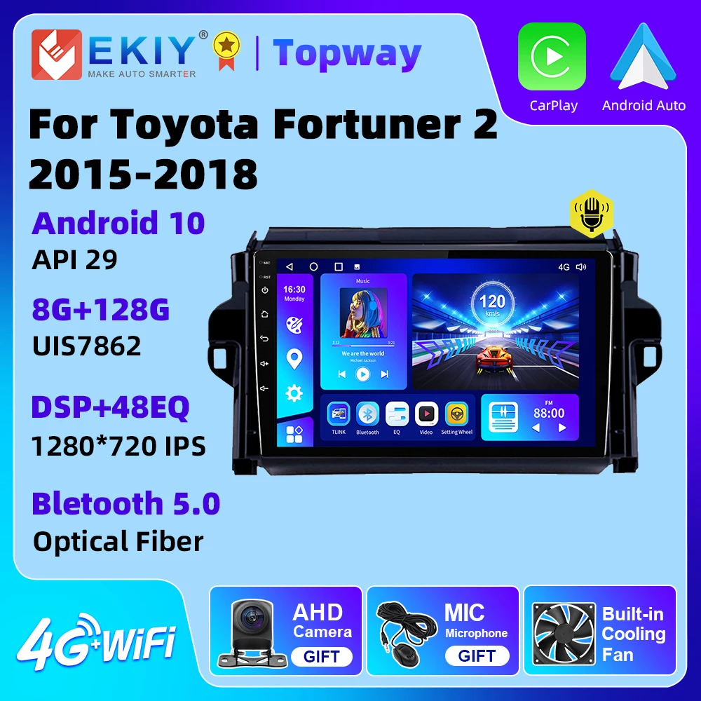 

EKIY Android стерео автомобильный радиоприемник для Toyota Fortuner 2015-2020 мультимедийный видеоплеер 4G WIFI GPS Android Auto CarPlay без 2 din